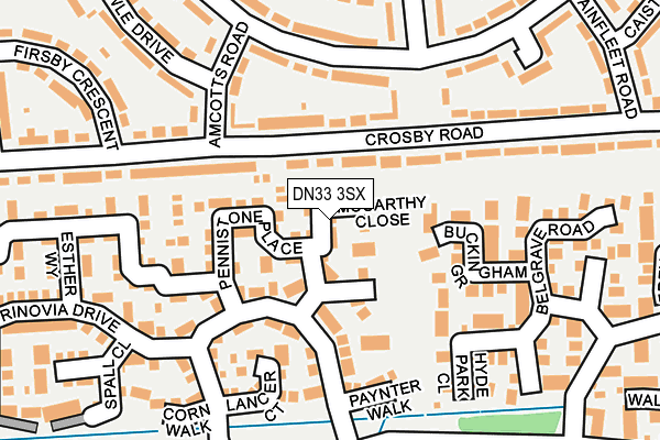 DN33 3SX map - OS OpenMap – Local (Ordnance Survey)