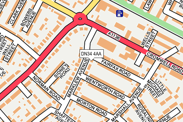 DN34 4AA map - OS OpenMap – Local (Ordnance Survey)