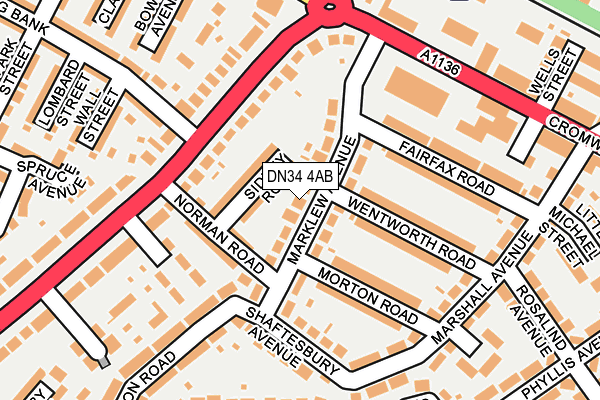DN34 4AB map - OS OpenMap – Local (Ordnance Survey)