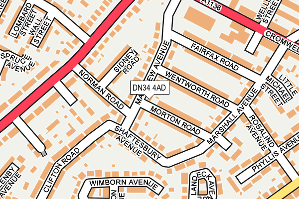 DN34 4AD map - OS OpenMap – Local (Ordnance Survey)