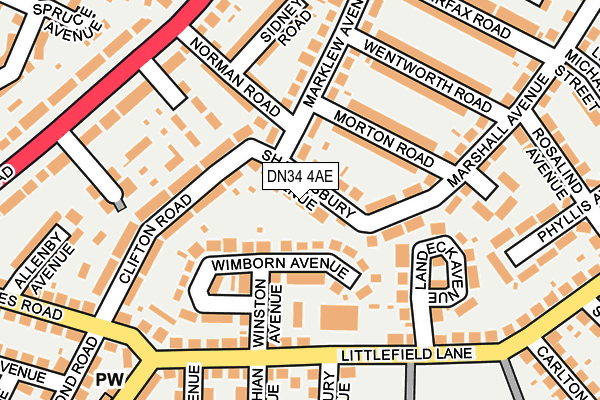 DN34 4AE map - OS OpenMap – Local (Ordnance Survey)