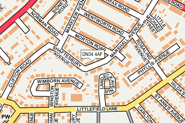 DN34 4AF map - OS OpenMap – Local (Ordnance Survey)