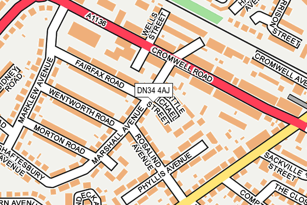 DN34 4AJ map - OS OpenMap – Local (Ordnance Survey)