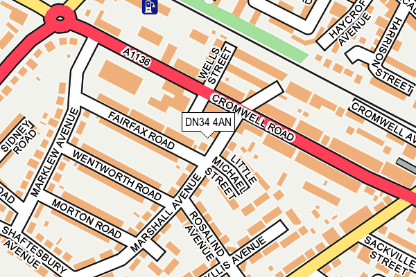 DN34 4AN map - OS OpenMap – Local (Ordnance Survey)