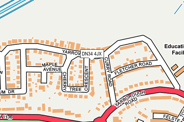 DN34 4JX map - OS OpenMap – Local (Ordnance Survey)