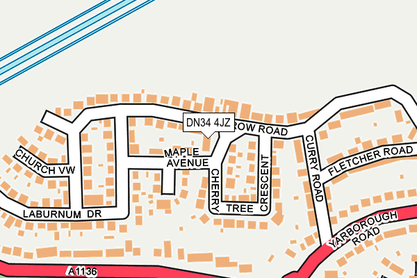 DN34 4JZ map - OS OpenMap – Local (Ordnance Survey)