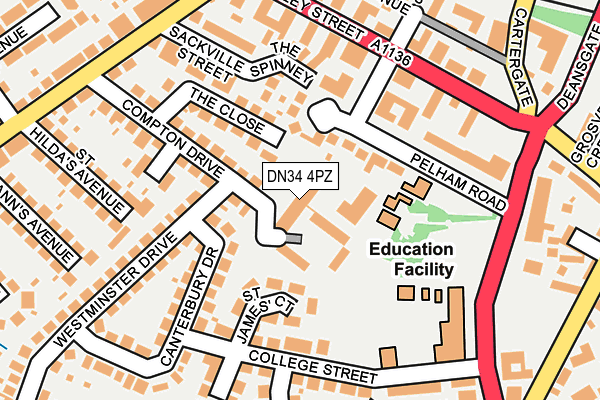 DN34 4PZ map - OS OpenMap – Local (Ordnance Survey)