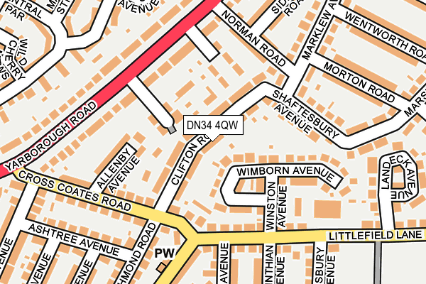 DN34 4QW map - OS OpenMap – Local (Ordnance Survey)