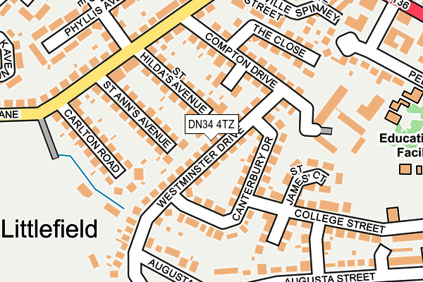 DN34 4TZ map - OS OpenMap – Local (Ordnance Survey)