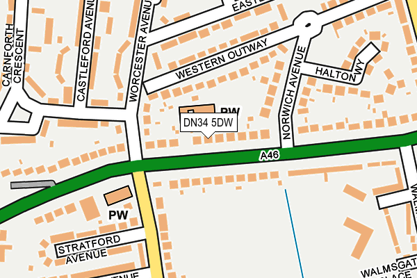 DN34 5DW map - OS OpenMap – Local (Ordnance Survey)