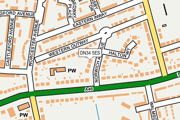 DN34 5ES map - OS OpenMap – Local (Ordnance Survey)