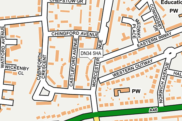 DN34 5HA map - OS OpenMap – Local (Ordnance Survey)