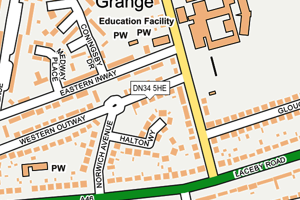 DN34 5HE map - OS OpenMap – Local (Ordnance Survey)