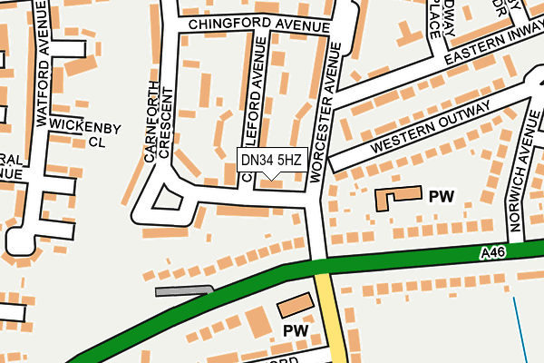 DN34 5HZ map - OS OpenMap – Local (Ordnance Survey)