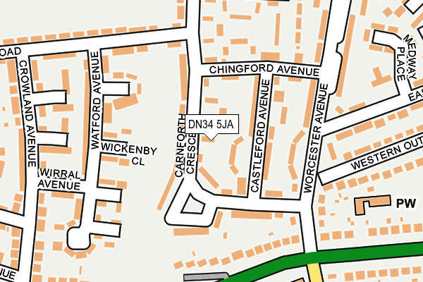 DN34 5JA map - OS OpenMap – Local (Ordnance Survey)