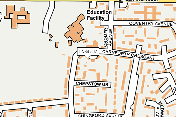 DN34 5JZ map - OS OpenMap – Local (Ordnance Survey)