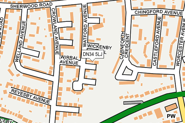 DN34 5LJ map - OS OpenMap – Local (Ordnance Survey)