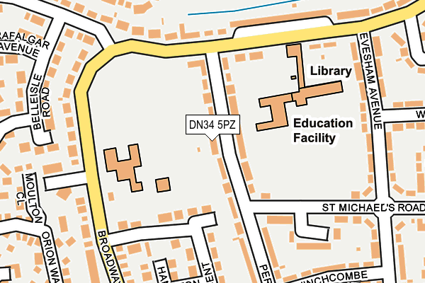 DN34 5PZ map - OS OpenMap – Local (Ordnance Survey)