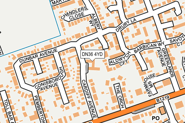 DN36 4YD map - OS OpenMap – Local (Ordnance Survey)