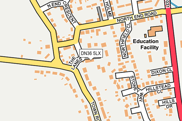 DN36 5LX map - OS OpenMap – Local (Ordnance Survey)