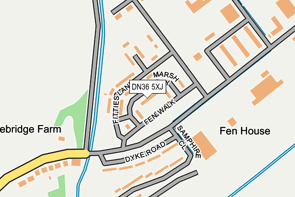 DN36 5XJ map - OS OpenMap – Local (Ordnance Survey)