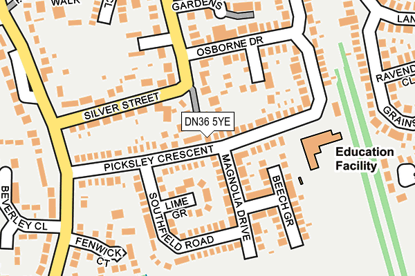 DN36 5YE map - OS OpenMap – Local (Ordnance Survey)