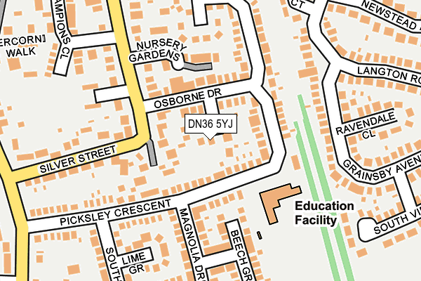 DN36 5YJ map - OS OpenMap – Local (Ordnance Survey)