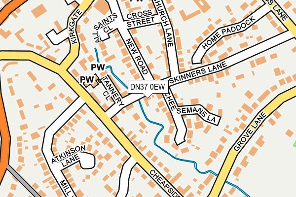 DN37 0EW map - OS OpenMap – Local (Ordnance Survey)