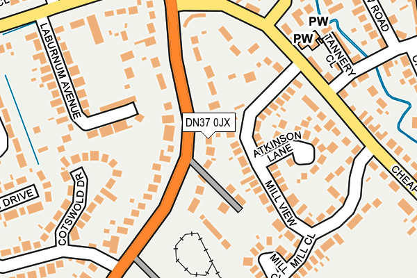 DN37 0JX map - OS OpenMap – Local (Ordnance Survey)