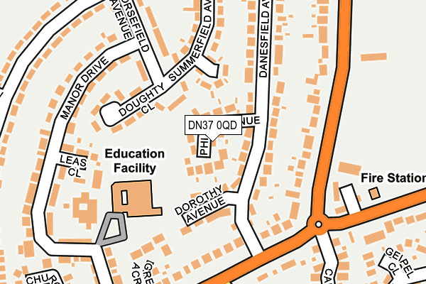 DN37 0QD map - OS OpenMap – Local (Ordnance Survey)