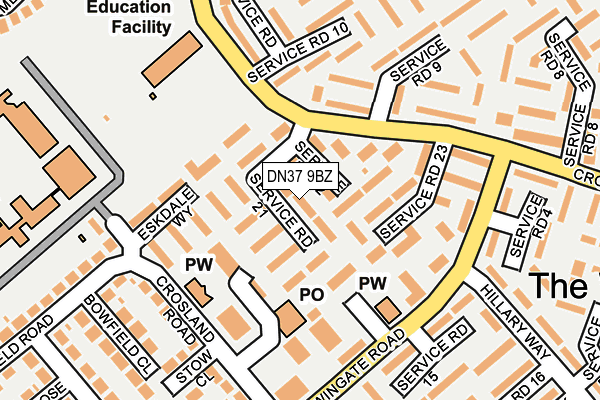DN37 9BZ map - OS OpenMap – Local (Ordnance Survey)