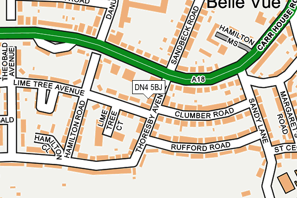 DN4 5BJ map - OS OpenMap – Local (Ordnance Survey)