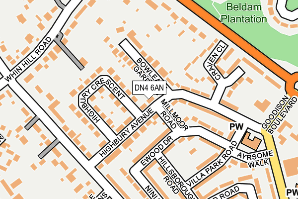 DN4 6AN map - OS OpenMap – Local (Ordnance Survey)