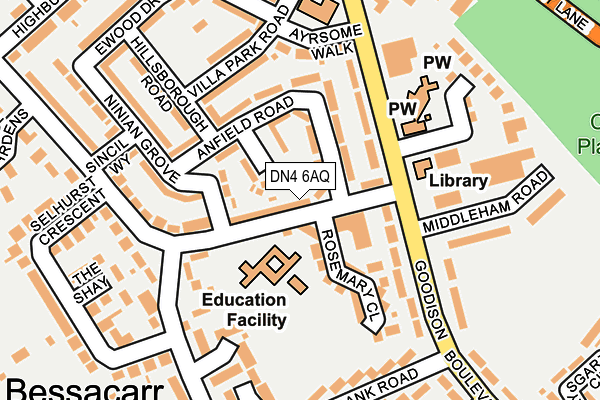 DN4 6AQ map - OS OpenMap – Local (Ordnance Survey)