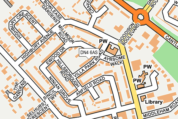 DN4 6AS map - OS OpenMap – Local (Ordnance Survey)