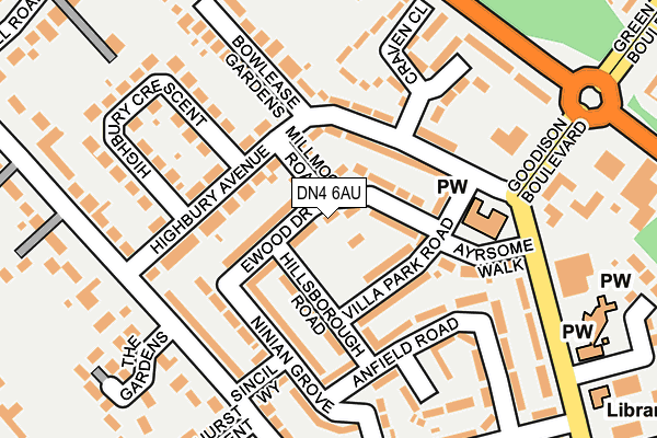 DN4 6AU map - OS OpenMap – Local (Ordnance Survey)