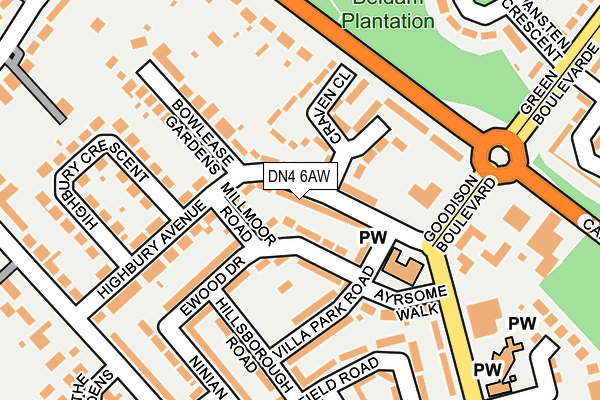 DN4 6AW map - OS OpenMap – Local (Ordnance Survey)