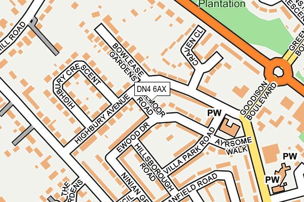 DN4 6AX map - OS OpenMap – Local (Ordnance Survey)
