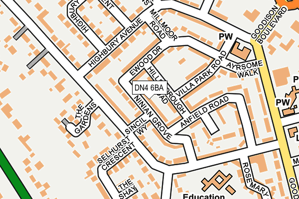 DN4 6BA map - OS OpenMap – Local (Ordnance Survey)