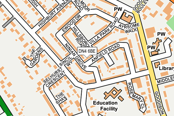 DN4 6BE map - OS OpenMap – Local (Ordnance Survey)