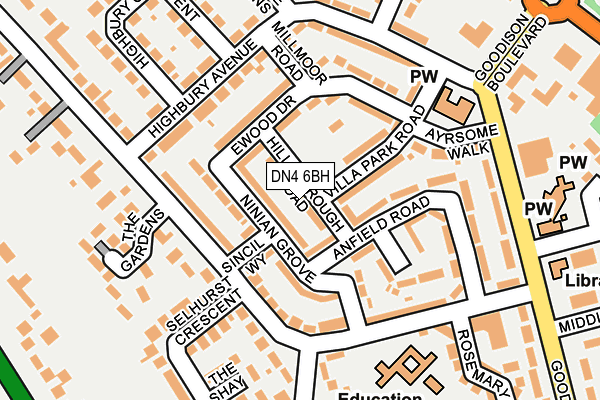 DN4 6BH map - OS OpenMap – Local (Ordnance Survey)
