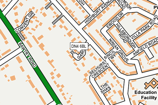 DN4 6BL map - OS OpenMap – Local (Ordnance Survey)