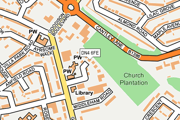 DN4 6FE map - OS OpenMap – Local (Ordnance Survey)