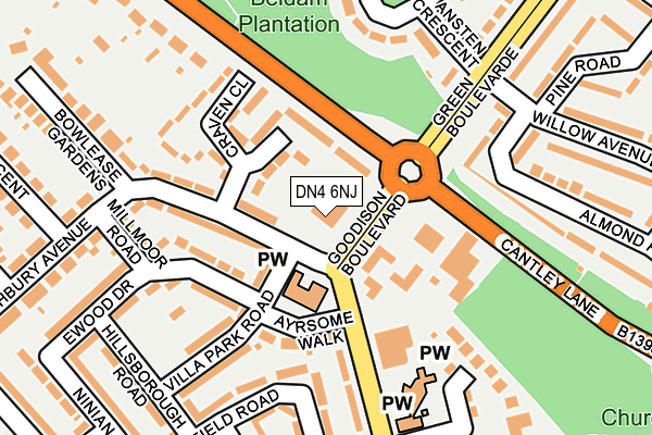DN4 6NJ map - OS OpenMap – Local (Ordnance Survey)