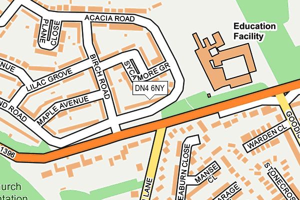 DN4 6NY map - OS OpenMap – Local (Ordnance Survey)