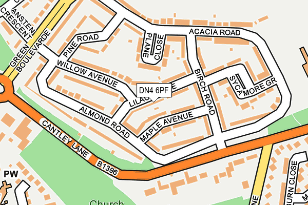 DN4 6PF map - OS OpenMap – Local (Ordnance Survey)