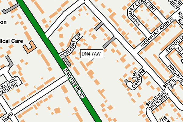 DN4 7AW map - OS OpenMap – Local (Ordnance Survey)