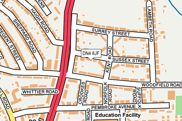 DN4 8JF map - OS OpenMap – Local (Ordnance Survey)
