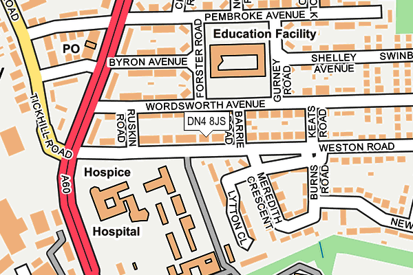 DN4 8JS map - OS OpenMap – Local (Ordnance Survey)