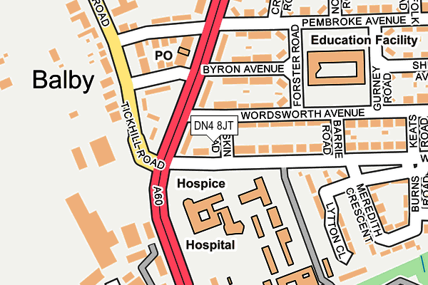 DN4 8JT map - OS OpenMap – Local (Ordnance Survey)